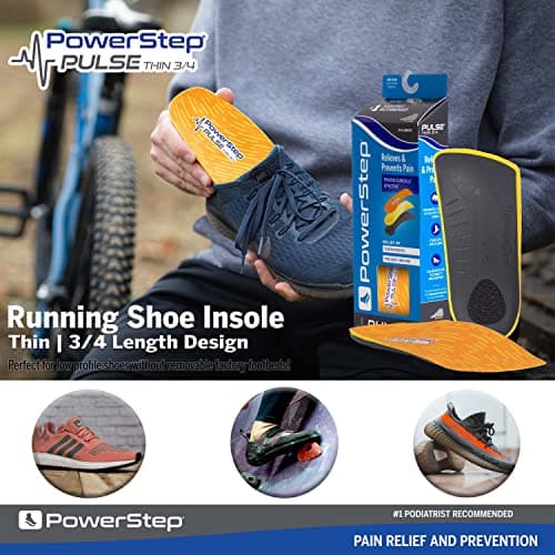 PowerStep Pulse 3/4 Orthotics - Arch Support & Pain Relief for Running Shoes - Made in USA