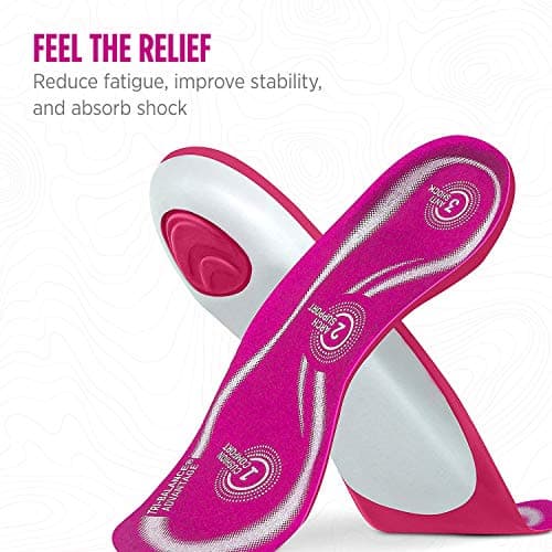 Comfort Zone Tri-Balance Gel Insoles for Women, Pink and White