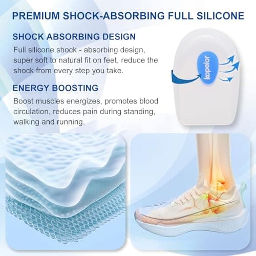 Heel Cups for Pain Relief, Silicone Gel Heel Pads for Men & Women