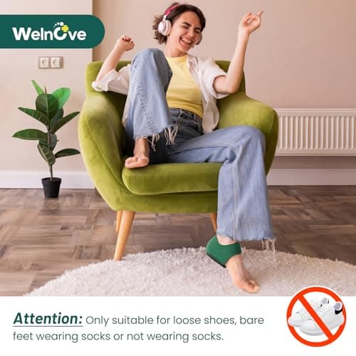 Heel Cushions for Plantar Fasciitis Heel Pain - Welnove Anti-Slip Heel Cups for Men and Women (Size S)