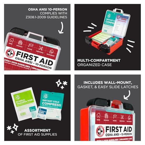 Smart 10-Person OSHA/ANSI First Aid Kit - 100 Pieces for Home, Business, School, Industrial & Restaurants