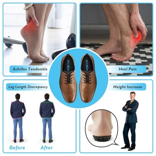 Invisible Height Boost Heel Insoles for LLD (Black, Large, 0.6" Height)
