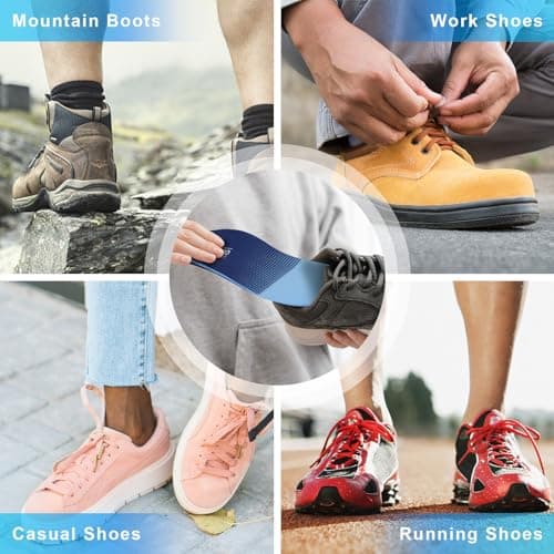 Plantar Fasciitis Foot Insoles for High and Flat Arch Support | Men's 9-9 1/2 | Women's 11-11 1/2