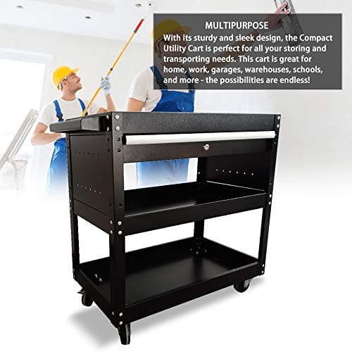 Eco-Friendly 3-Tier Rolling Tool Cart with Drawers (Black)