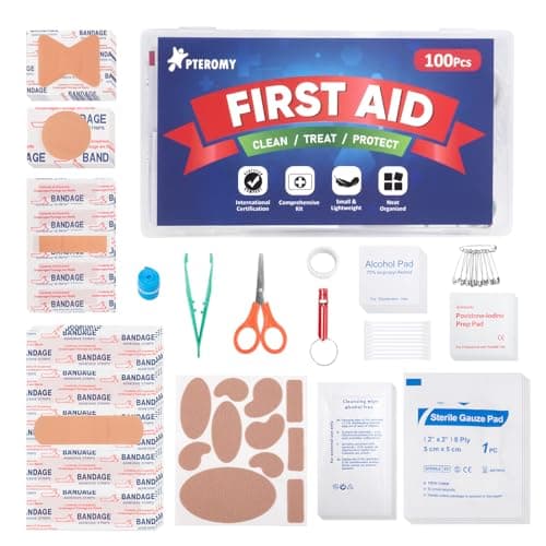Pteromy 300 Piece Portable First Aid Kit with Hard Case — 100PCS