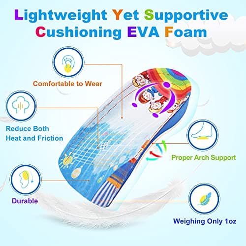 Orthotic Insoles for Kids Shoes, Size SK - Heel Pain, Flat Feet, Plantar Fasciitis, Pronation