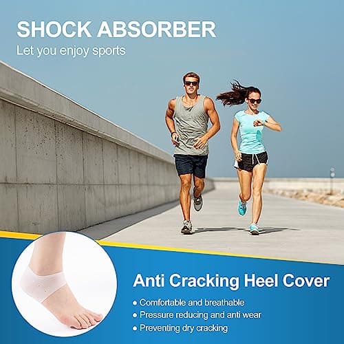 Blue and White Silicone Heel Cups for Foot Pain, Cracked Heels & Support