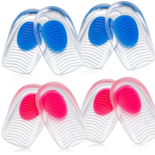 Silicone Heel Pads for Heel Pain Relief (4 Pairs, Small/Medium) for Men and Women — Small/Medium(Ripple)
