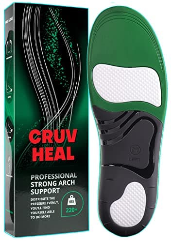 High Arch Support Insoles for Men & Women - Plantar Fasciitis Relief - Boot Work Shoes (S, Black) — Green