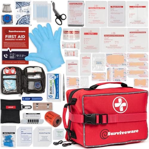 Surviveware 238 Pcs Premium Survival First Aid Kit - Travel, Camping, Home & Emergencies - HSA & FSA Eligible