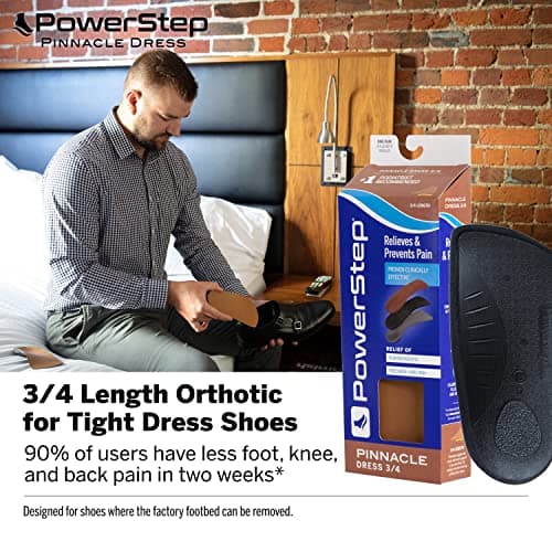 PowerStep Pinnacle 3/4 Dress Insoles, Arch Pain Relief & Support M9/W11