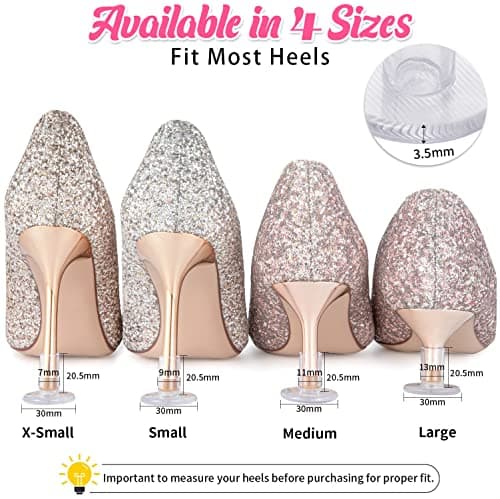 Clear Heel Protectors for Grass, 21 Pairs, 4 Sizes
