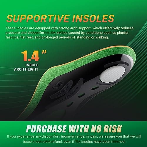 Heavy Duty PCSsole Support Insoles for Men & Women, 220+ lbs High Arch Pain Relief, Flat Feet Orthotic