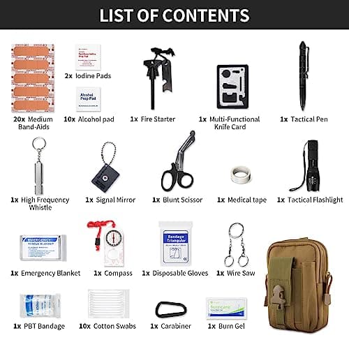 Kitgo Khaki Emergency Tourniquet Survival Kit for Outdoor Adventures