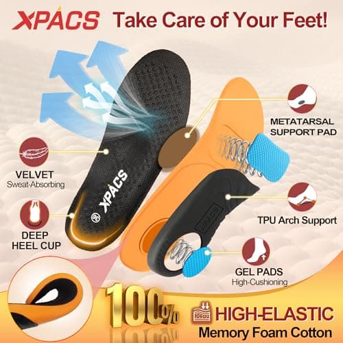 High-Arch Support Orthotic Insoles for Plantar Fasciitis, Knee Pain, and Flat Feet - Cloud Step Comfort Gel Insoles