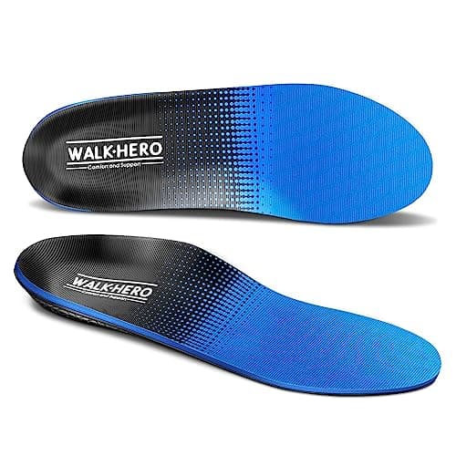 Walkhero High Arch Support Insoles, Blue, Relieve Plantar Fasciitis and Foot Fatigue (Men's 6-6 1/2 | Women's 8-8 1/2)
