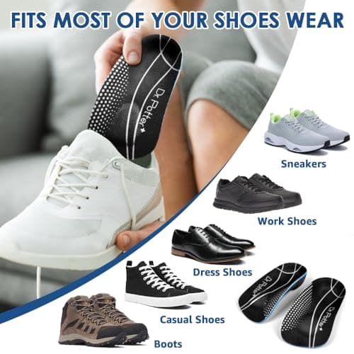High Arch Plantar Fasciitis Insoles for Over-Pronation and Foot Pain (Medium)