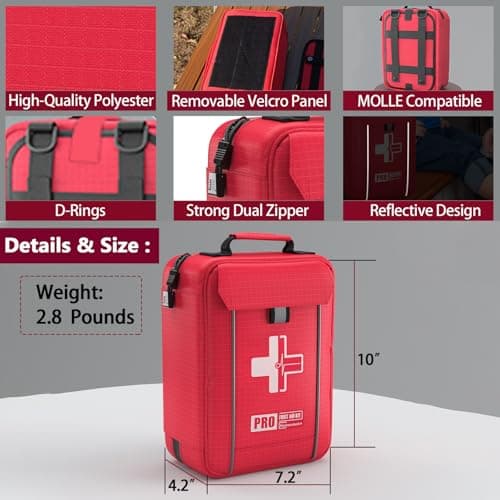 Molle System 265 Piece First Aid Trauma Kit for Cars, Home & More