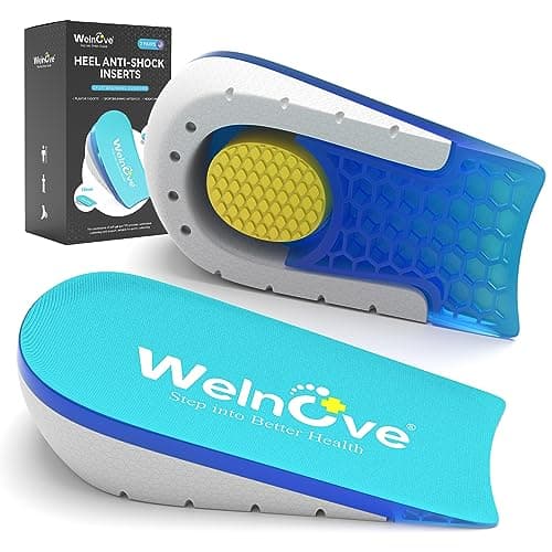 Welnove Gel Heel Cushions for Pain Relief - 0.6" to 1" Height Support for Women's 9-11.5 & Men's 7-9.5