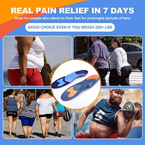 High Arch Support Shoe Insoles for Plantar Fasciitis, Big & Tall Men/Women