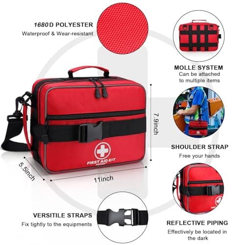 Large 420 Piece First Aid Kit for Home, Car, Travel, Outdoor Emergencies - Medical Supplies for Businesses & Home