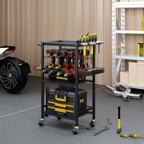 Heavy Duty Power Tool Organizer Cart with Wheels for Workshop and Outdoors