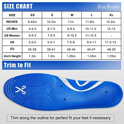 Arch Support Plantar Fasciitis Insoles for Men and Women, Shock Absorption Orthotic Inserts for Foot Pain Relief