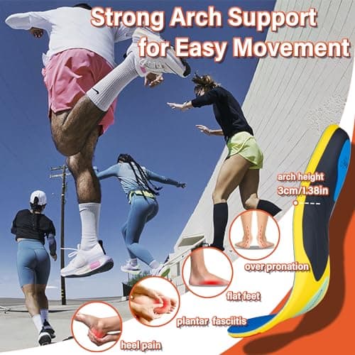 RooRuns Plantar Fasciitis Arch Support Insoles for Flat Feet
