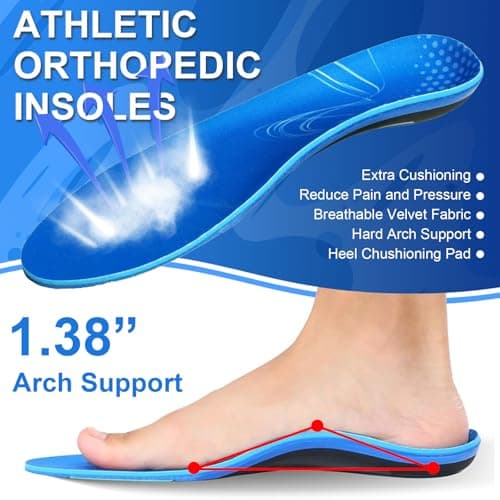 High Arch Support Insoles for Plantar Fasciitis, Pain Relief by RooRuns for Men and Women