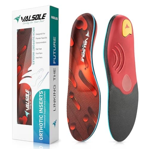 Heavy Duty Orthotic Insoles for Plantar Fasciitis and High Arch Support - Men and Women, 220+ lbs — Red