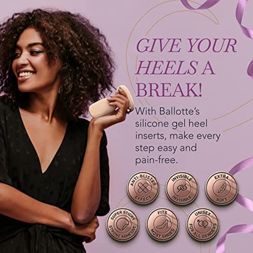 Ballotte Soft Silicone Heel Protectors, Alleviates Slipping & Discomfort (8-Pack Multicolor)