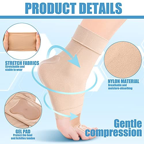 Eurzom Light Brown Compression Gel Heel Sleeve for Achilles Tendonitis