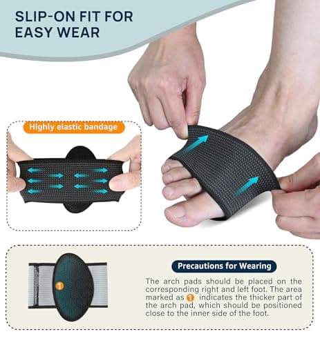 Arch Support Brace - Non-Slip Plantar Fasciitis Sleeve (Black, Medium)