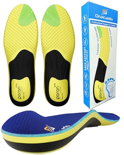 High Arch Support Plantar Fascitis Insoles for Men & Women Anti-Slip Foot Pain Relief Inserts — Yellow