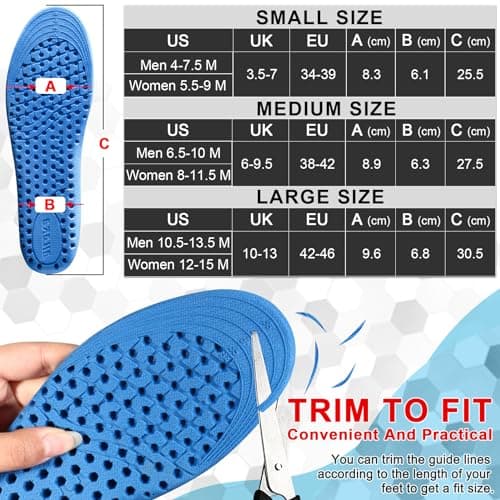 Ailaka Honeycomb Shock Absorbing Shoe Insoles for Men and Women