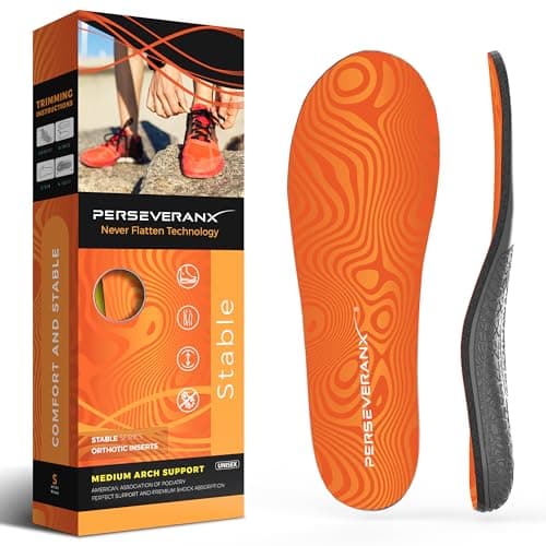 High Arch Insoles for Men - NASA Grade Support to Relieve Flat Foot Pain — Medium Arch - Orange