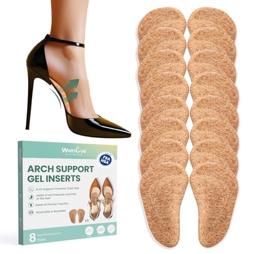 Welnove Gel Arch Support Insoles for Flat Feet - Plantar Fasciitis Pain Relief, Men & Women — Brown