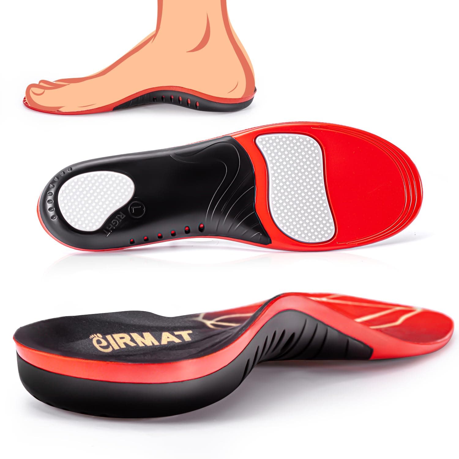 High Arch Support Insoles for Men and Women - Absorb Shock for Flat Feet (XL) 220+ lbs