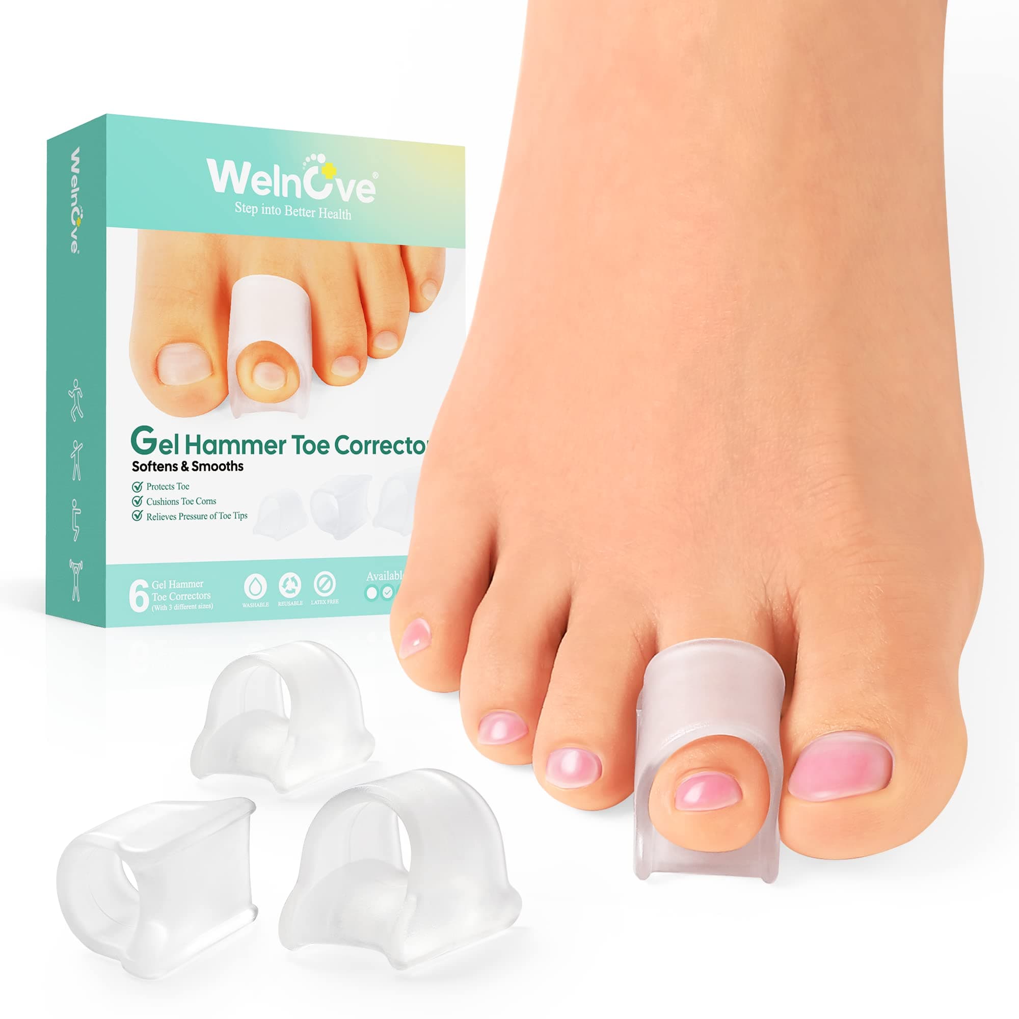 Hammertoe Corrector for Women and Men - Toe Straightener for Curled Toes, Broken Toe, Bunion - 3 Sizes Available