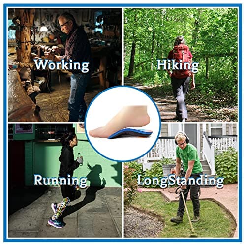 High Arch Support Insoles for Plantar Fasciitis, Flat Feet, Over-Pronation, Heel Pain, Men and Women