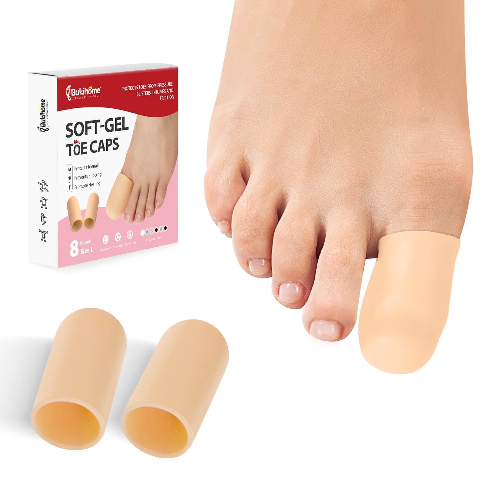 Gel Toe Caps: Toe Protectors for Women and Men - Cushions and Protects Toes
