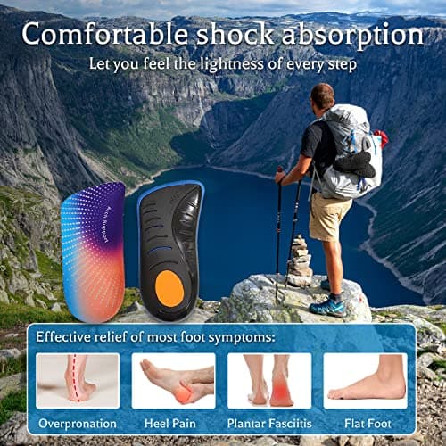 High Arch Support Insoles for Plantar Fasciitis, Flat Feet, Over-Pronation, Heel Pain, Men and Women