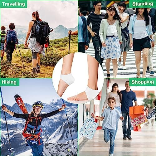 Hicdaw Reusable Silicone Heel Protectors, Pain Relief & Blister Protection, Ventilation Holes, Men & Women (4 Pairs Whit