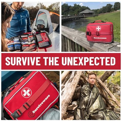 Surviveware 238 Pcs Premium Survival First Aid Kit - Travel, Camping, Home & Emergencies - HSA & FSA Eligible