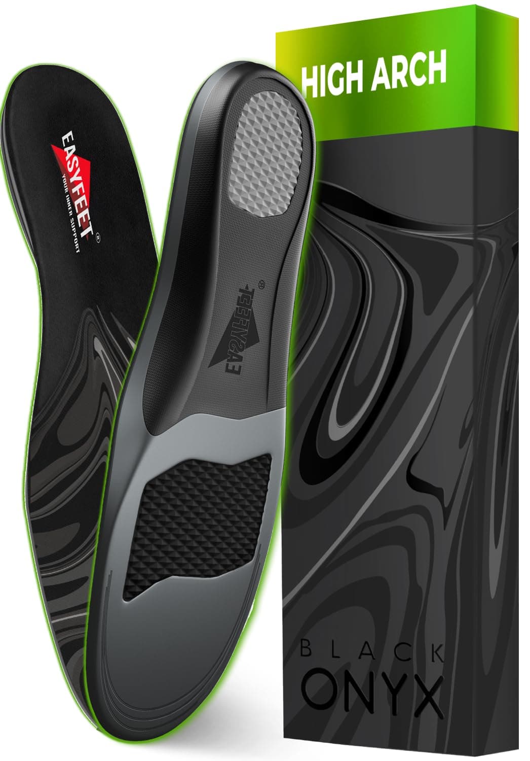 High Arch Support Insoles for Plantar Fasciitis - Odor Control & All Day Comfort