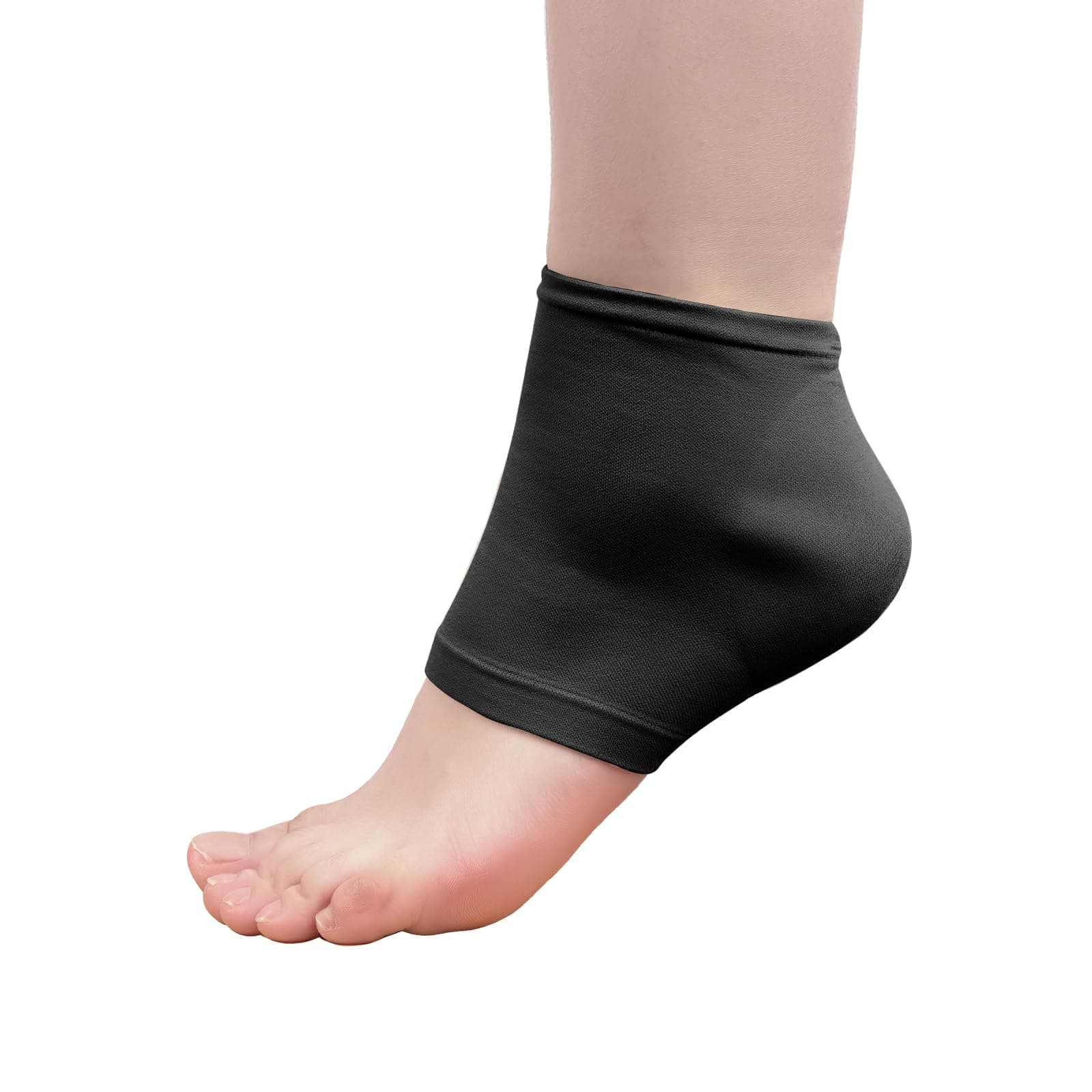 Achilles Tendon Heel Protectors, Compression Gel Socks for Bursitis Tendonitis (Black)