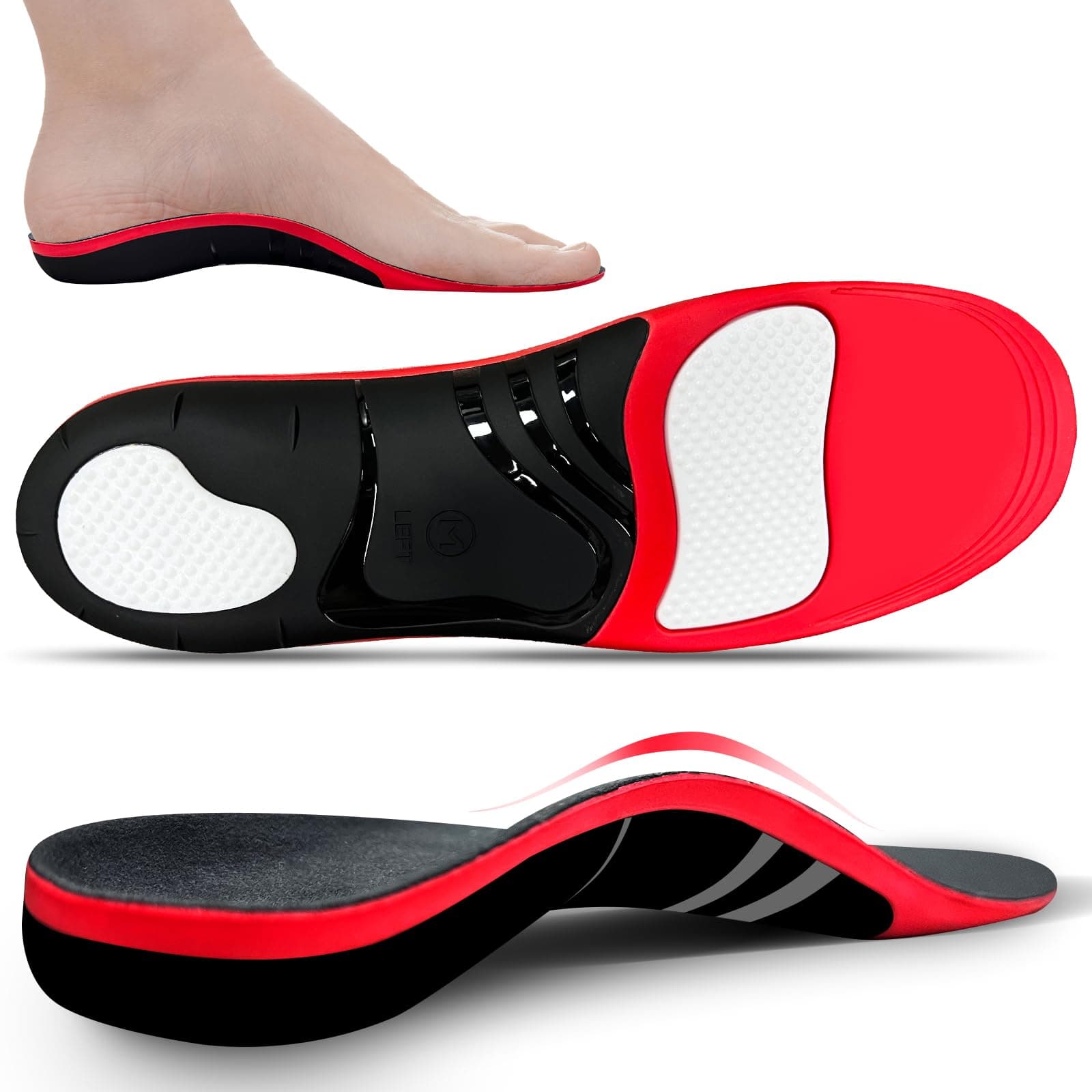 High Arch Support Insoles for Plantar Fasciitis Pain Relief