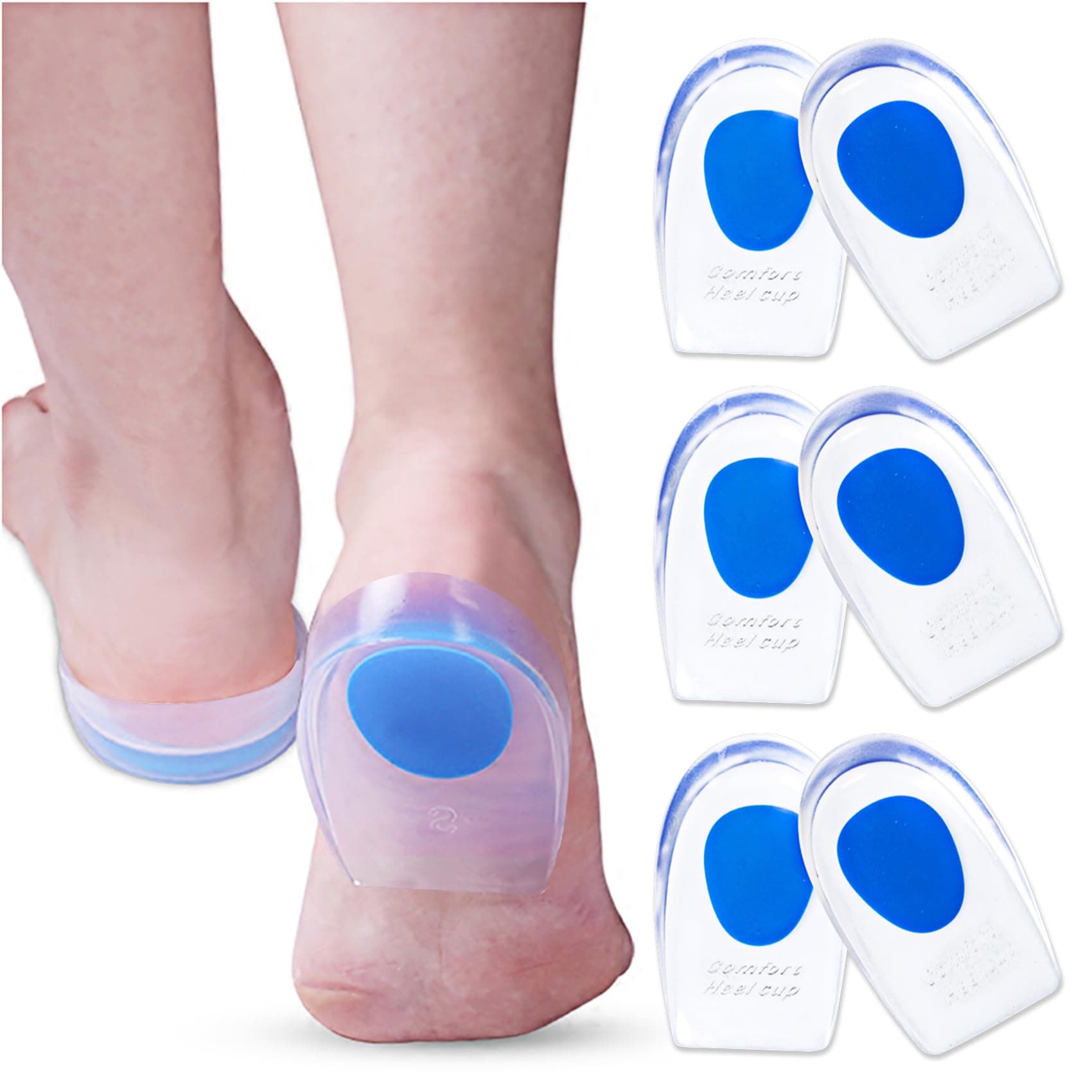 Silicone Gel Heel Cups for Plantar Fasciitis and Heel Pain