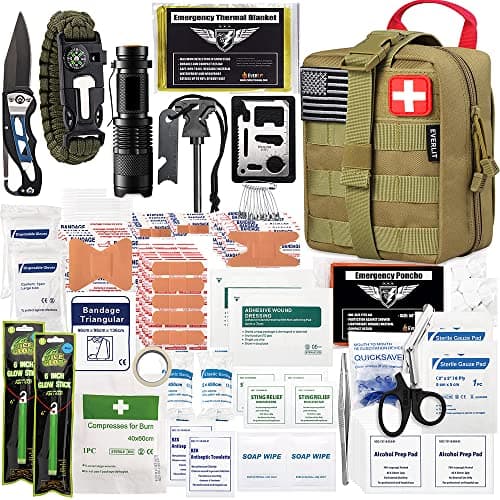 250 Piece Survival First Aid Kit for Outdoor Emergencies — Tan