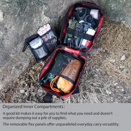 Survival Gear Kit: Military Grade Molle System for Hiking & Adventures (RED)